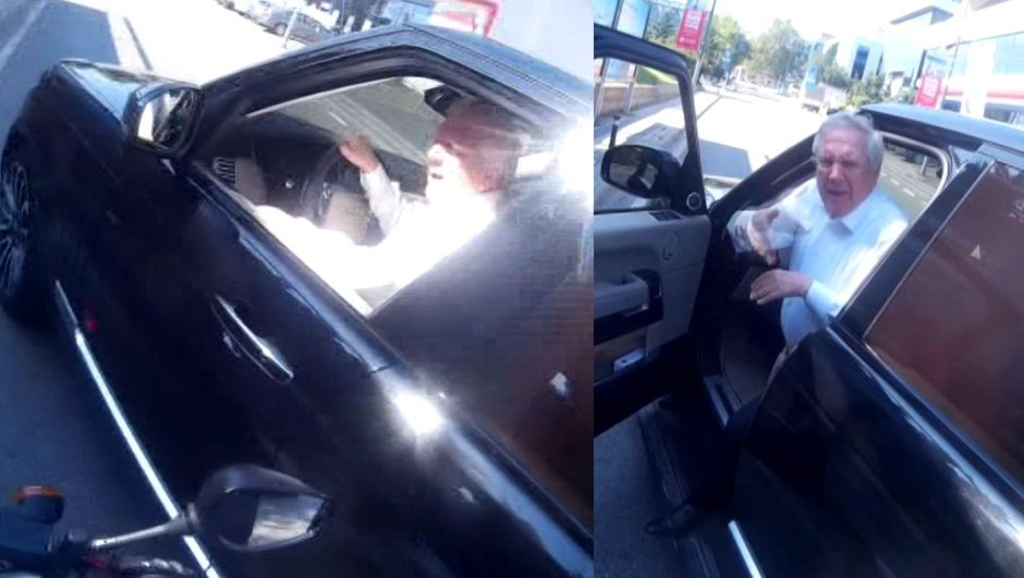 Aziz Yıldırım, aracını tartıştığı motosikletlinin üzerine kırdı.