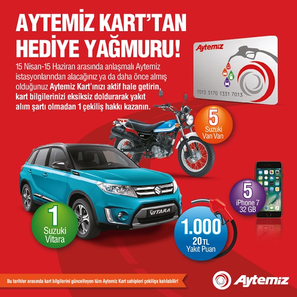 Aytemiz Kart Sahipleri Çekilişle Otomobil ve Motosiklet Kazanma Şansı Yakalıyor