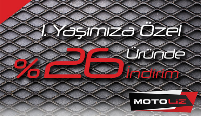 Motoliz 1.Yaşımıza Özel 26 Üründe %26 İndirim